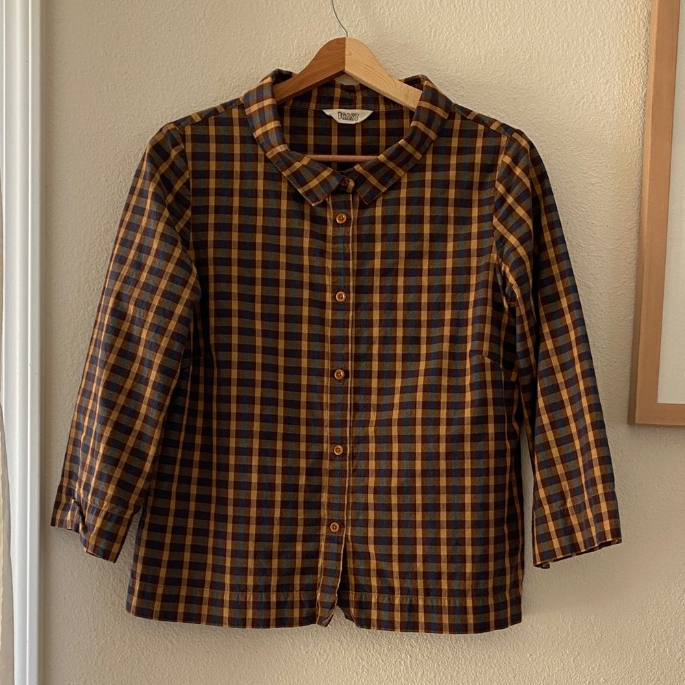 TOAST Brown and Blue Plaid Shirt 
UK 12 • US 8